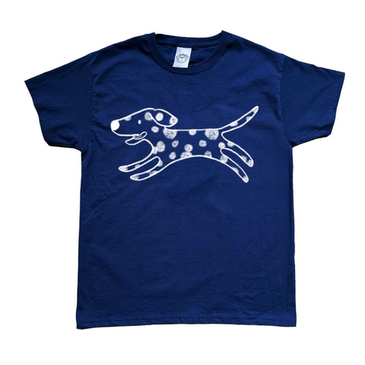 Polka dot dalmatian white on navy Tee