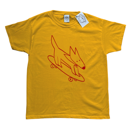 Skater dog yellow tee
