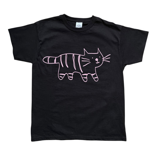 Tiger light pink on black Tee