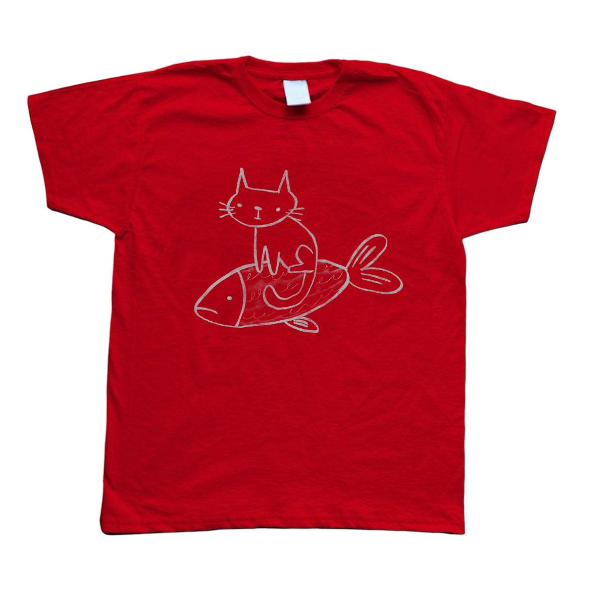 Cat on a fish red baby tee