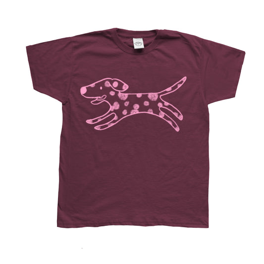 Polka dot dalmatian pink on burgundy Tee