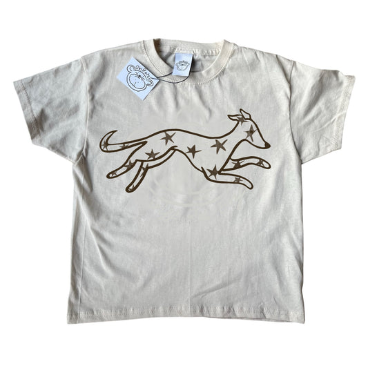 Starry dog beige tee