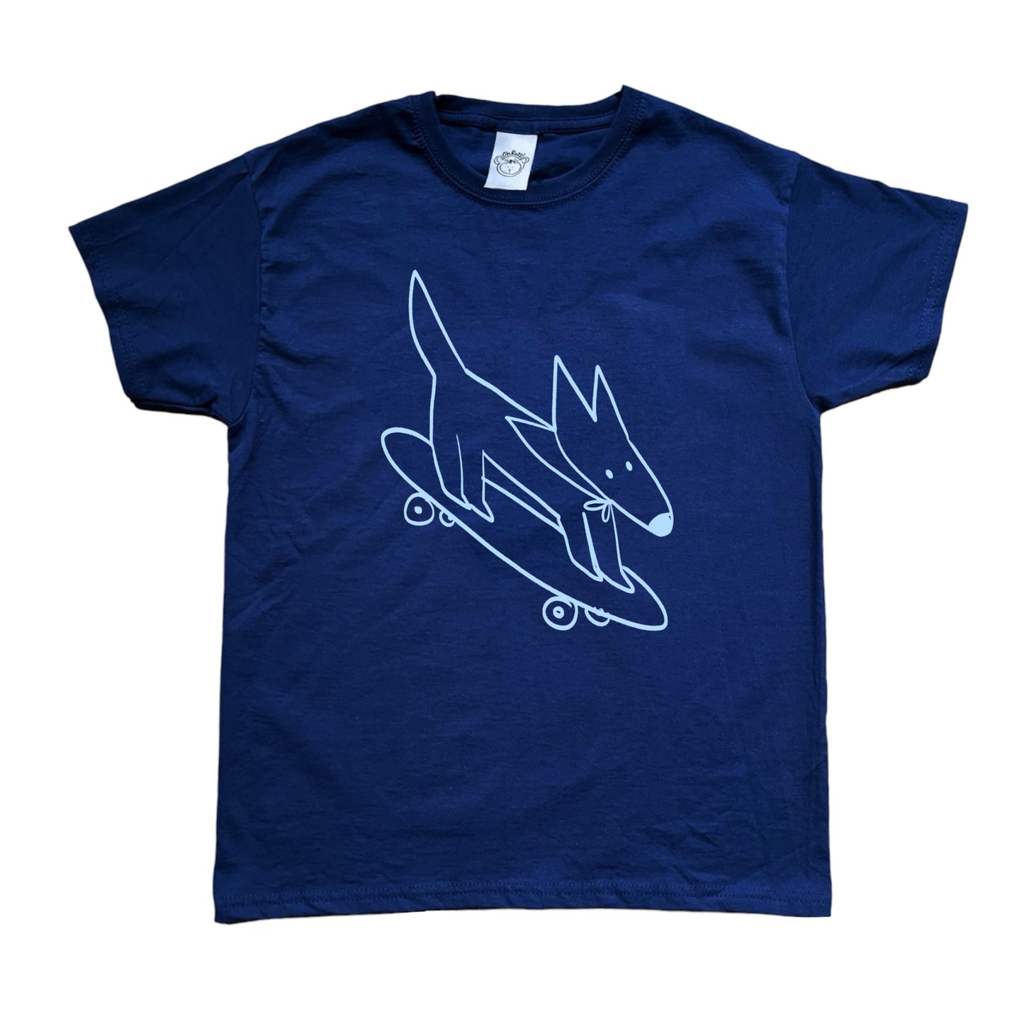 Skater dog light blue print Tee