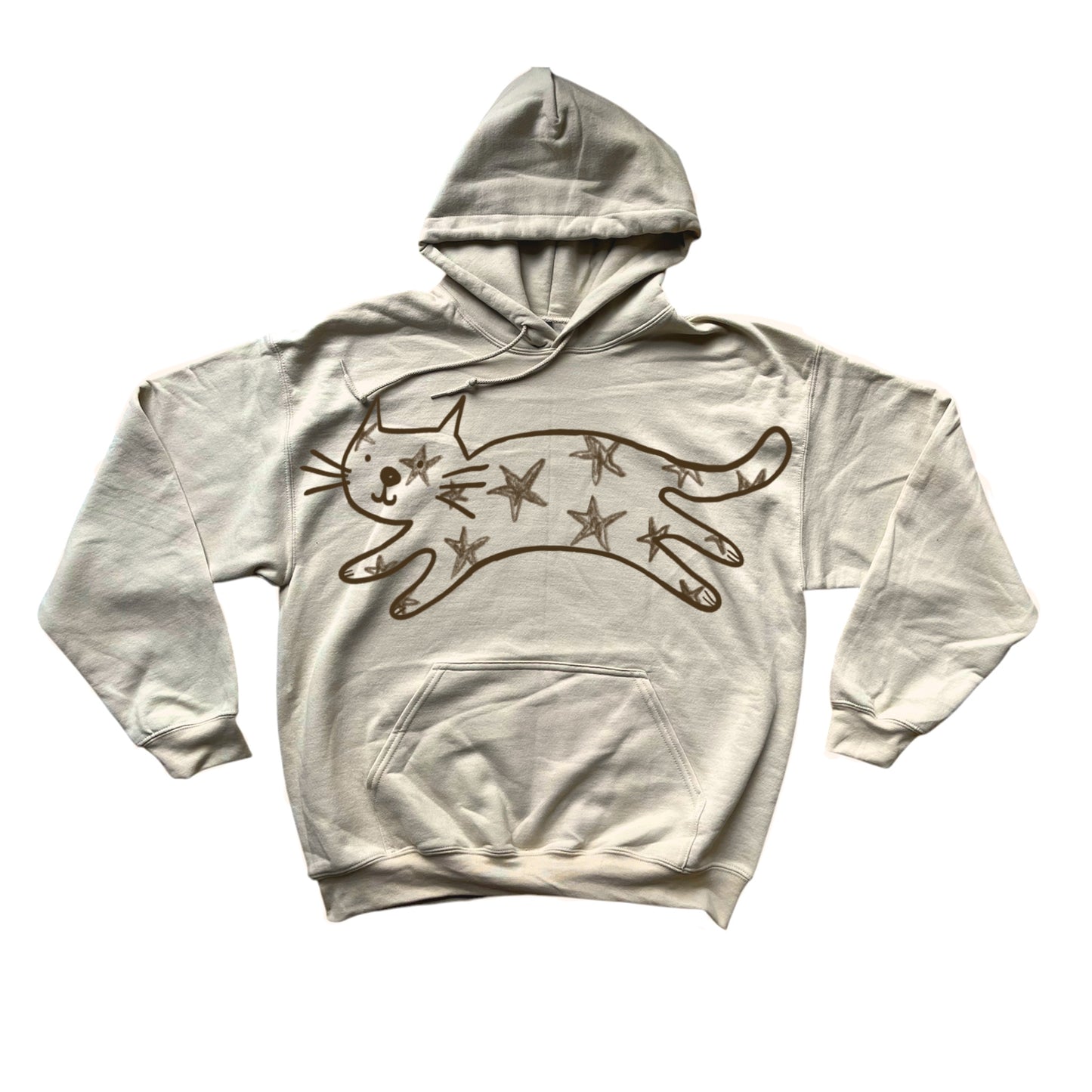 Mega Star Cat beige hoodie