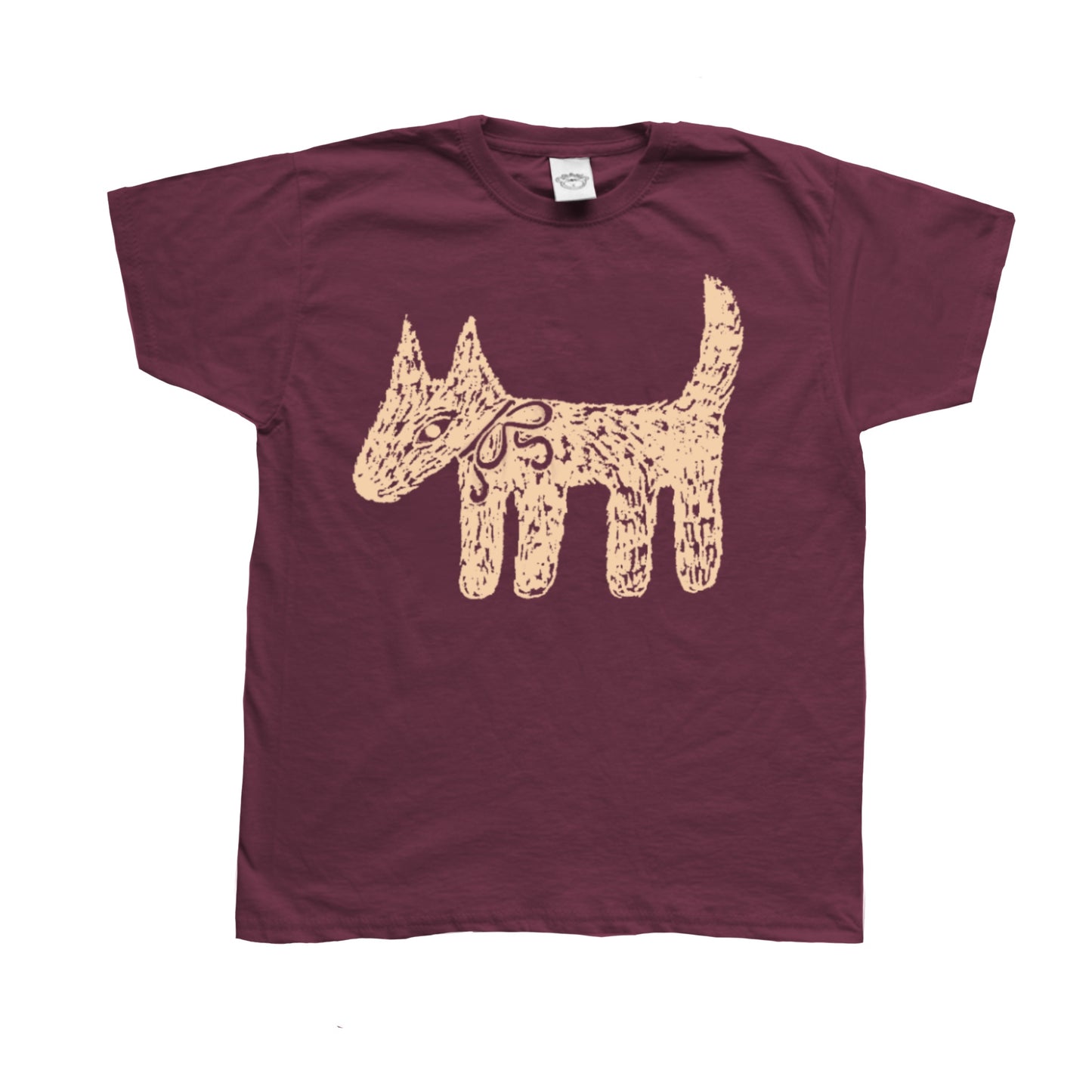 Scruffy bow dog burgundy tee