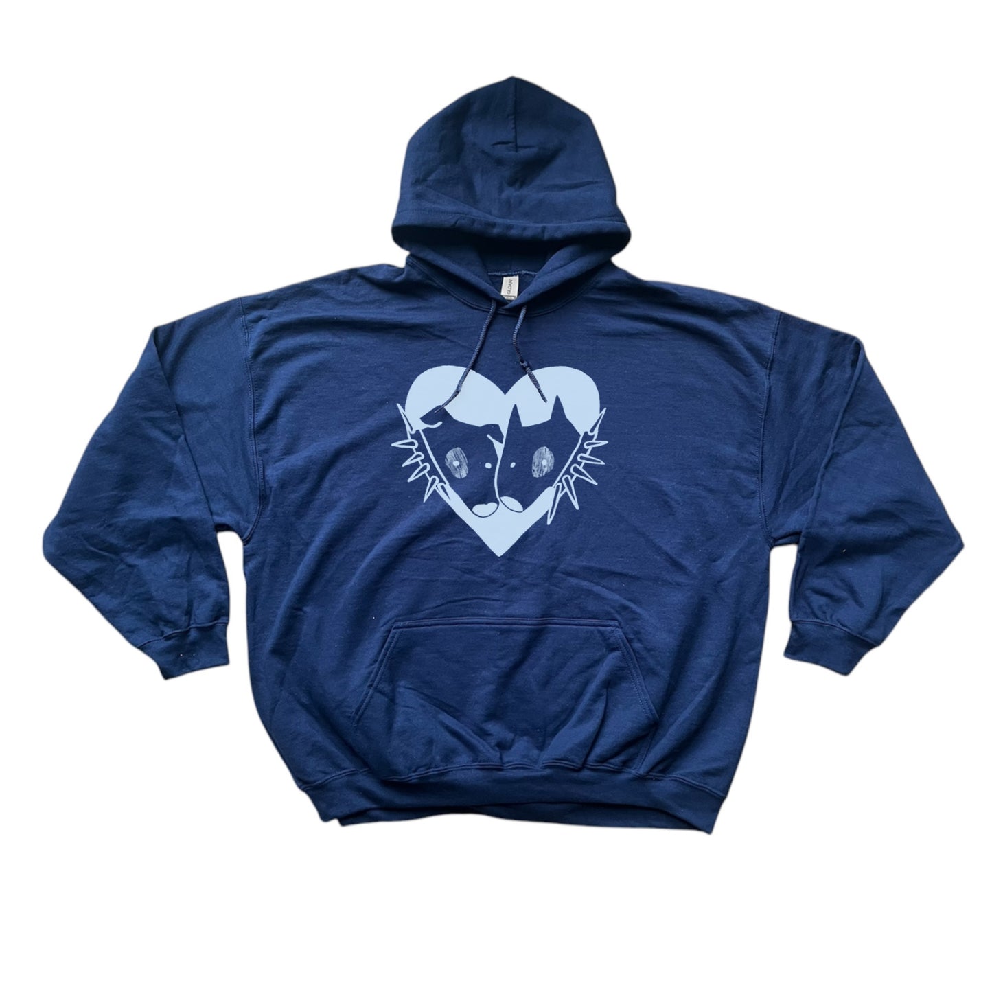 2 spiky collar dogs in love navy hoodie