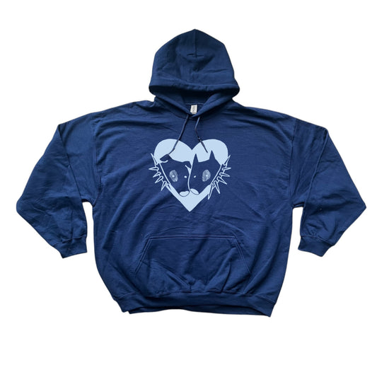 2 spiky collar dogs in love navy hoodie