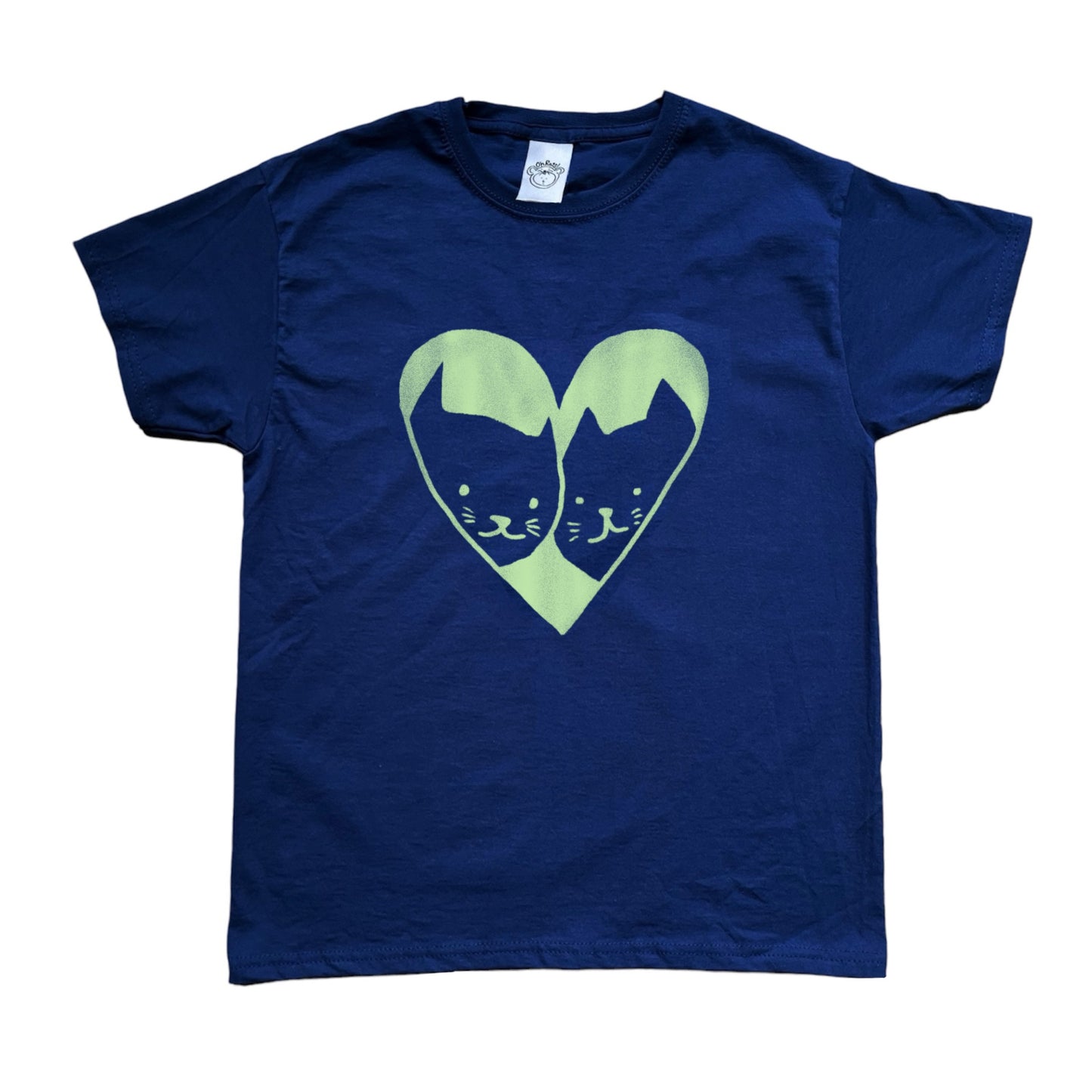 2 cats in love navy tee