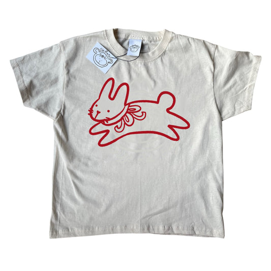 Bow bunny red on beige Tee