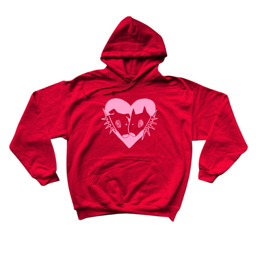 2 spiky collar dogs in love red hoodie