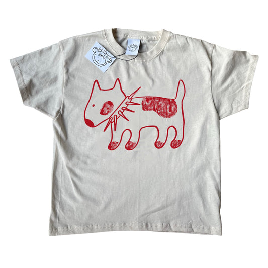 Spiky collar dog red on beige Baby Tee