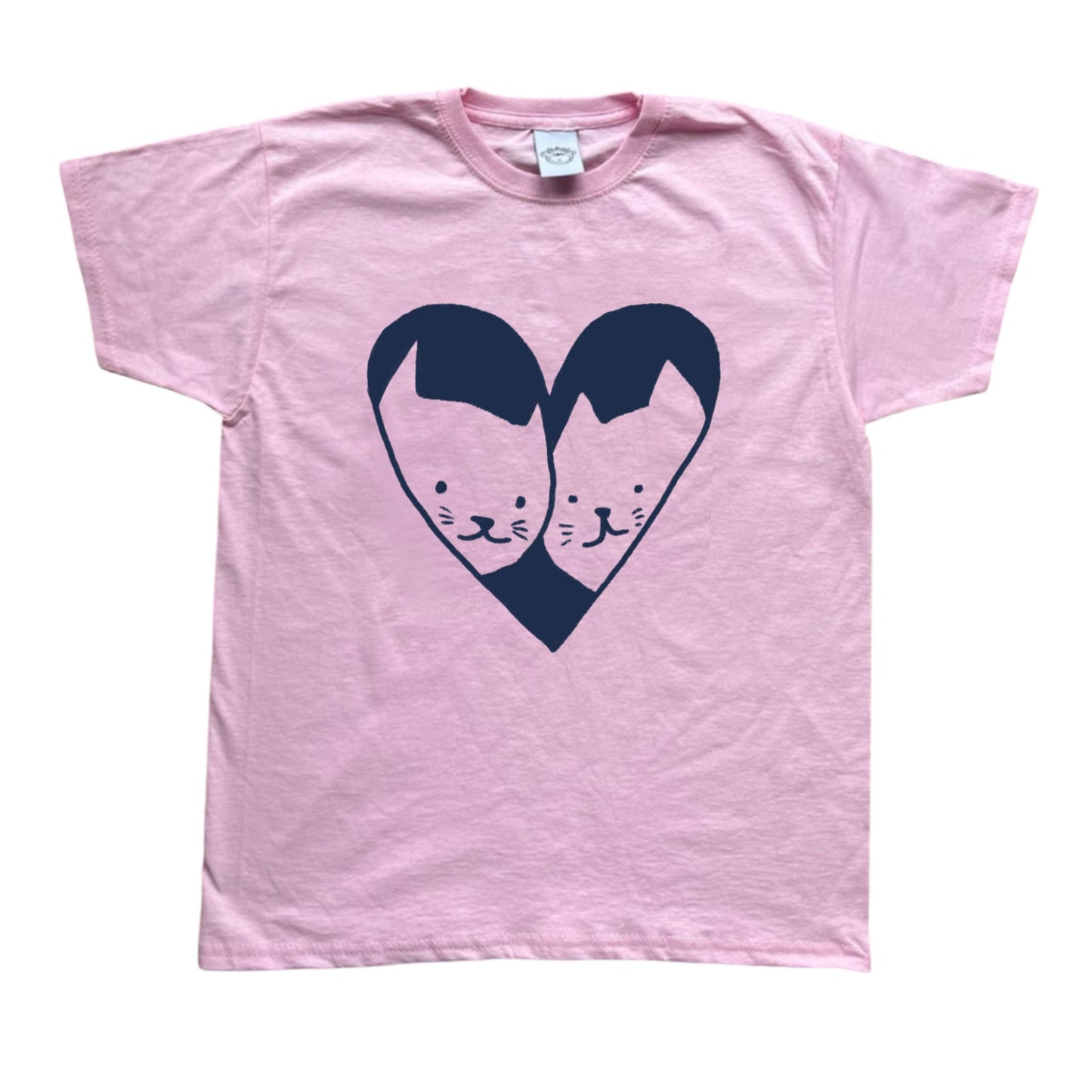 2 cats in love pink tee