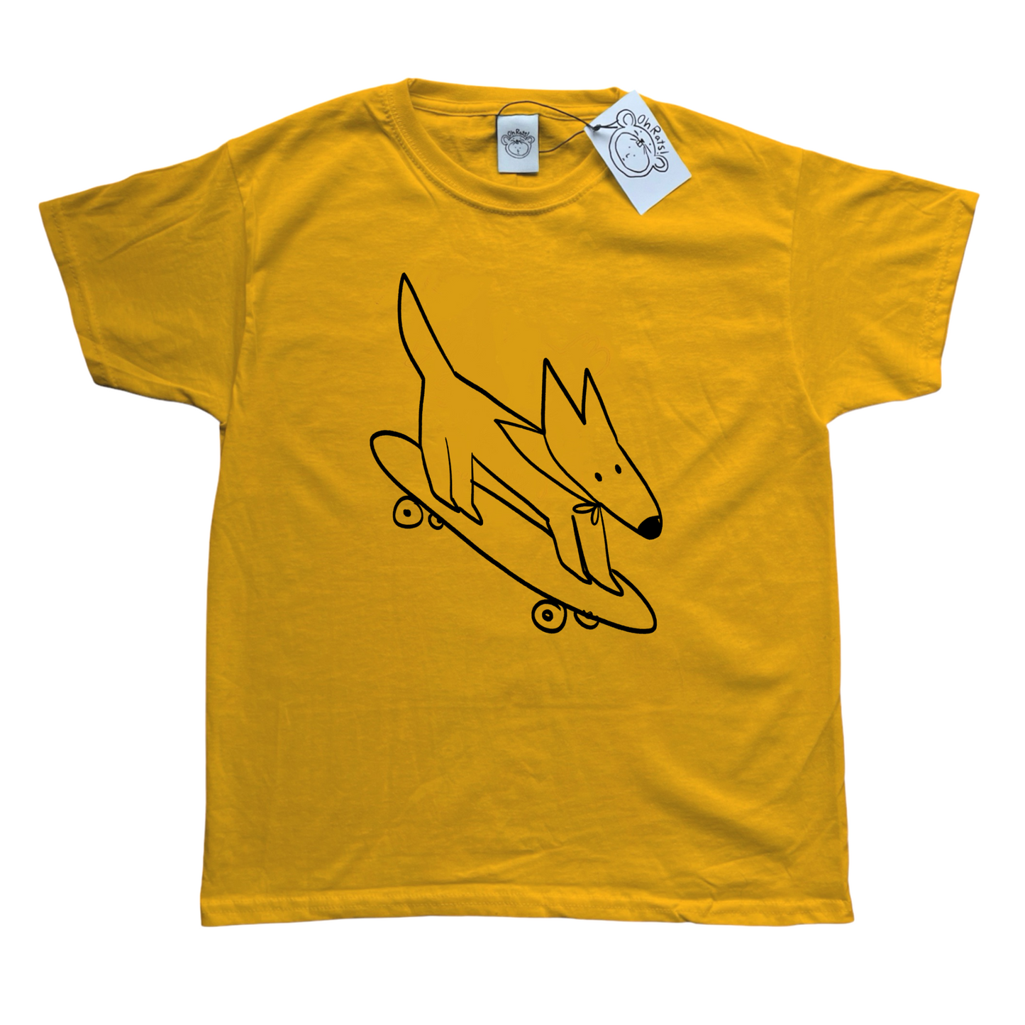 Skater dog yellow tee