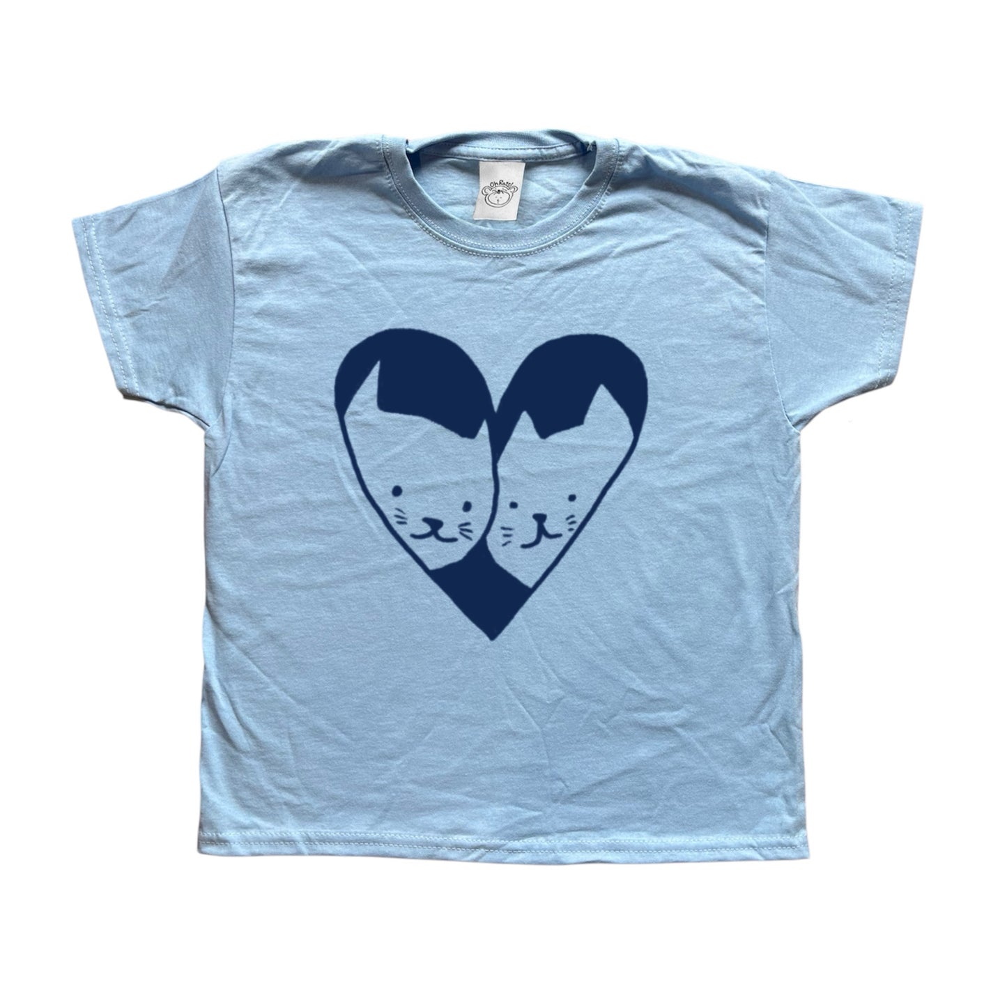 2 cats in love baby blue tee