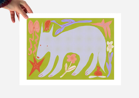 Forest dog green print