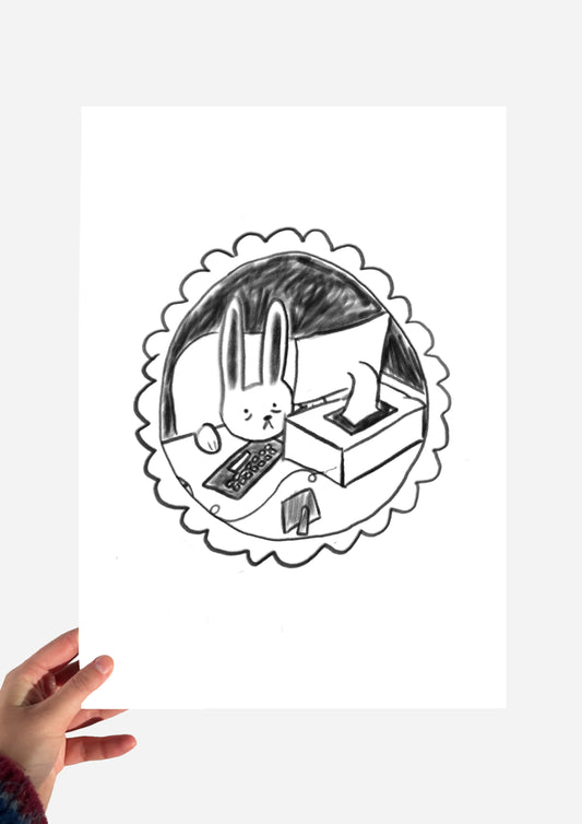 Office bunny bordered print