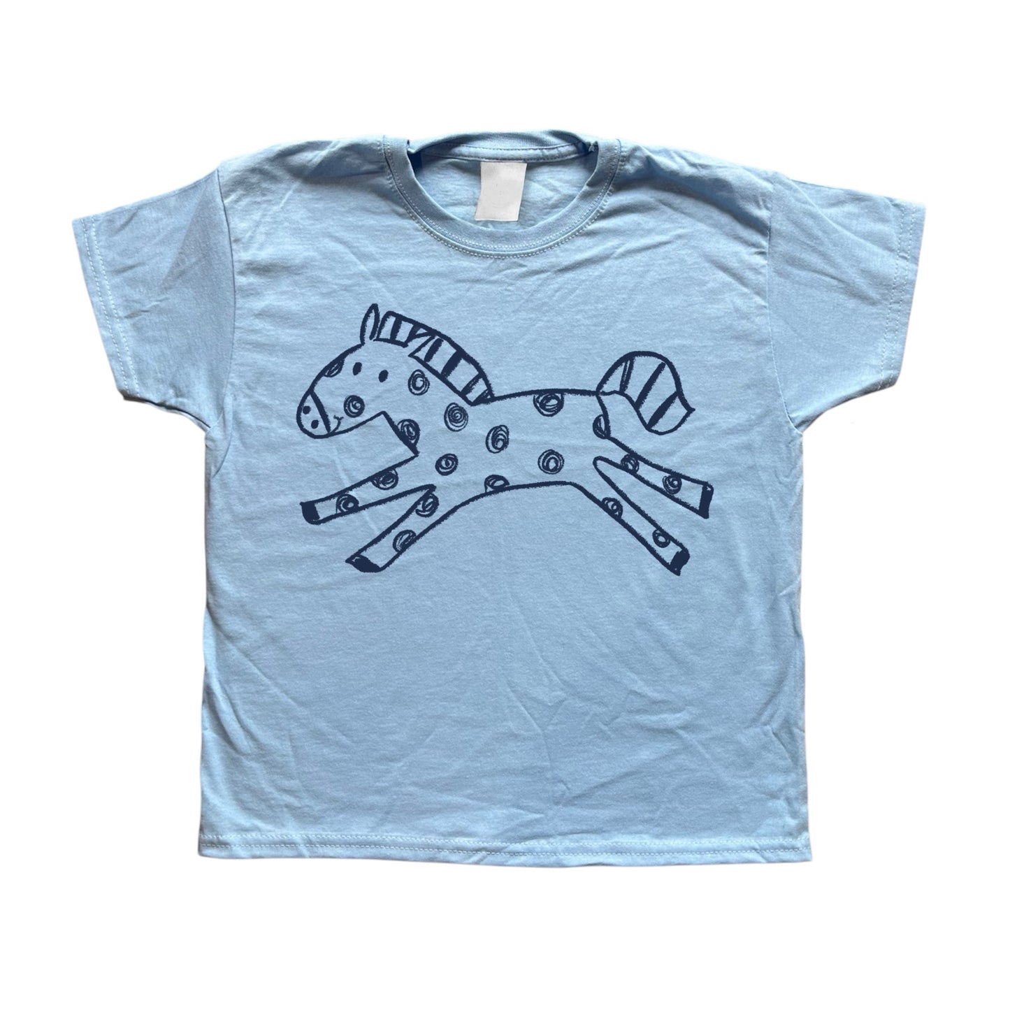 Polka dot horse baby blue tee