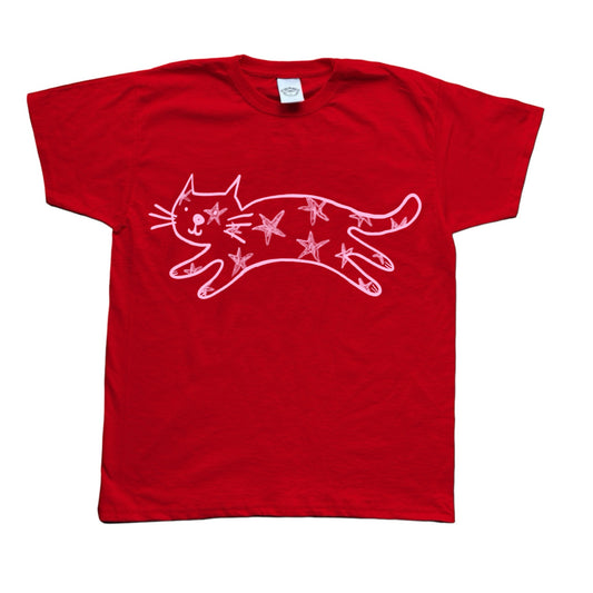 Starry cat red tee