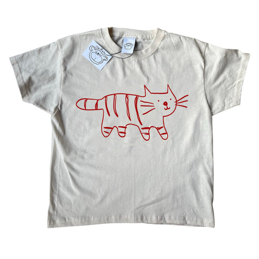Tiger red on beige Tee