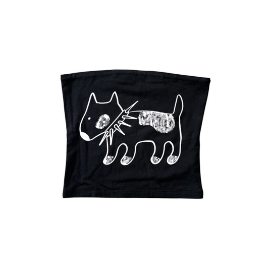 White on black spiky collar dog bandeau top