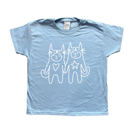 Two critters in love white on baby blue Tee