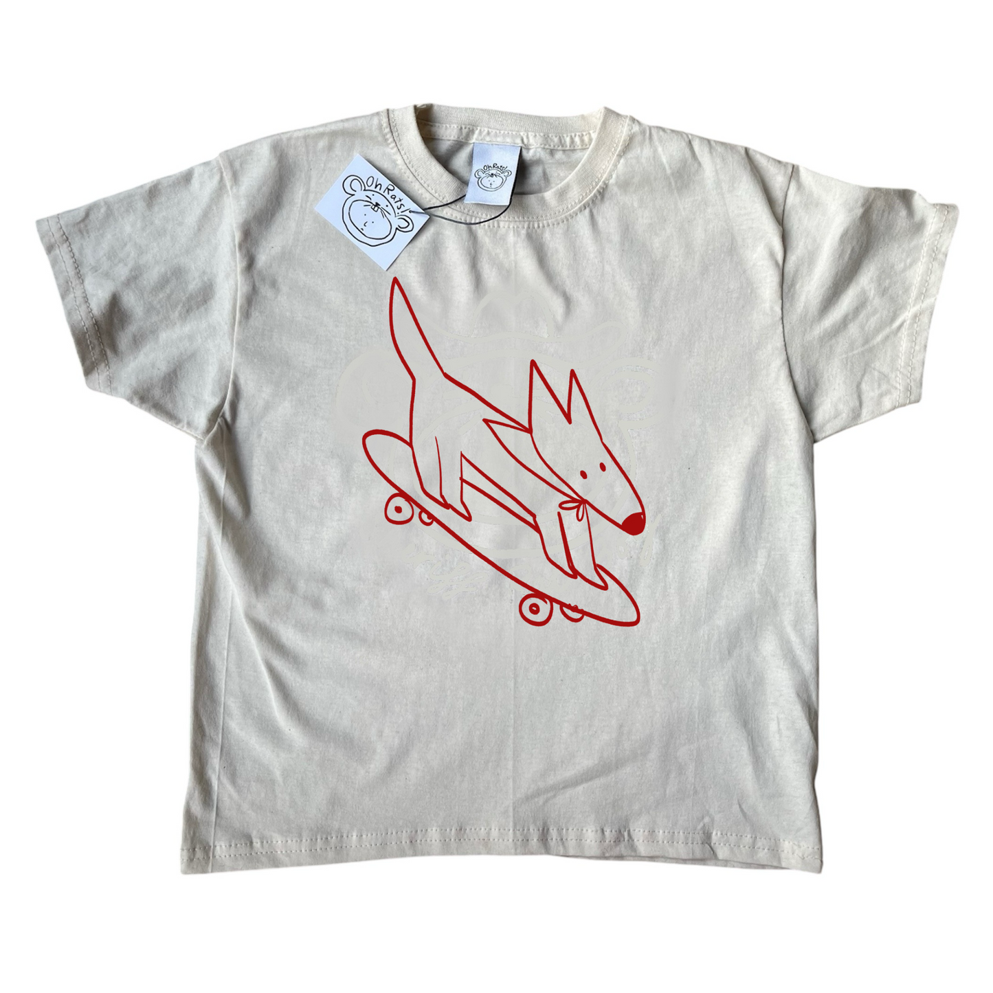 Skater dog beige tee