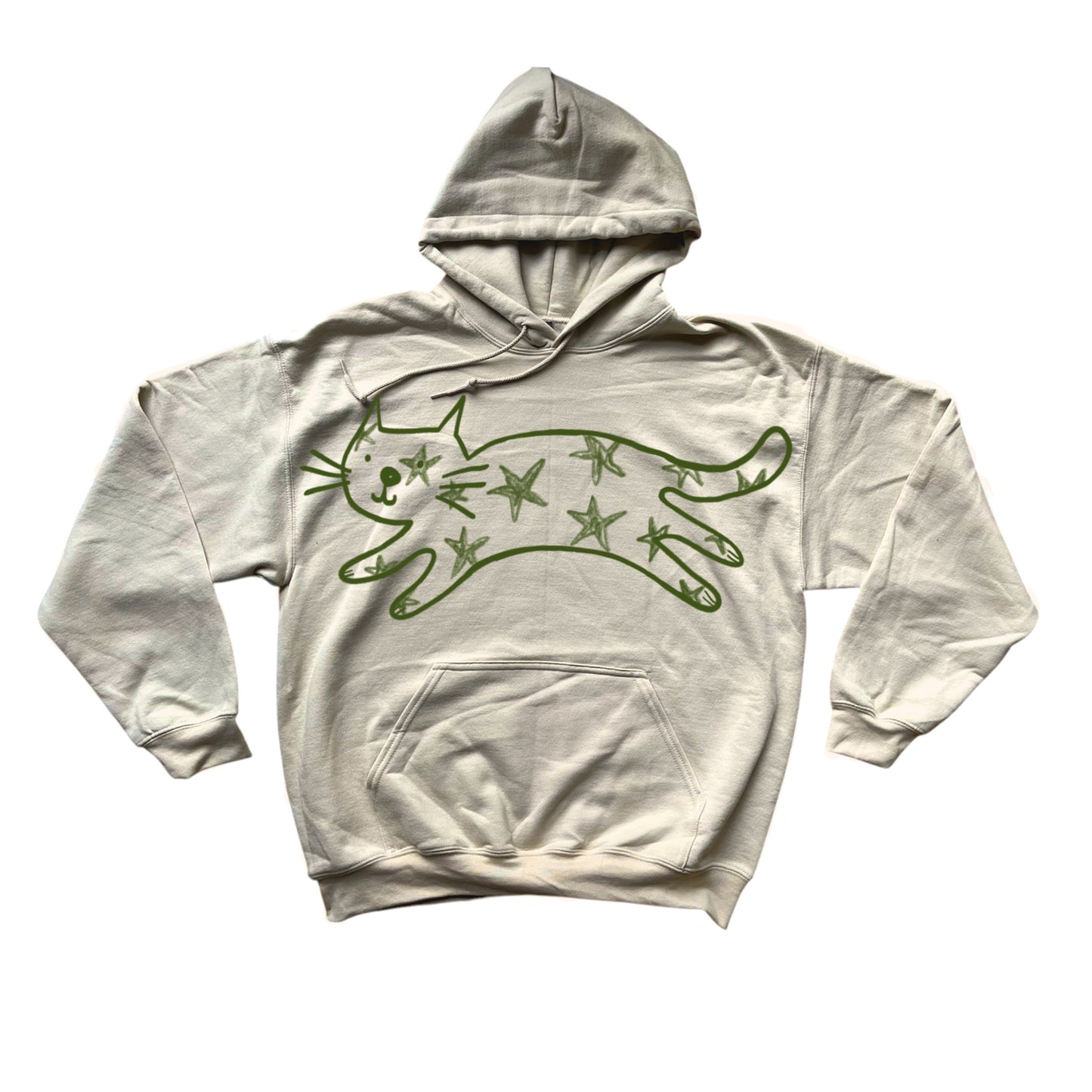 Mega Star Cat beige hoodie