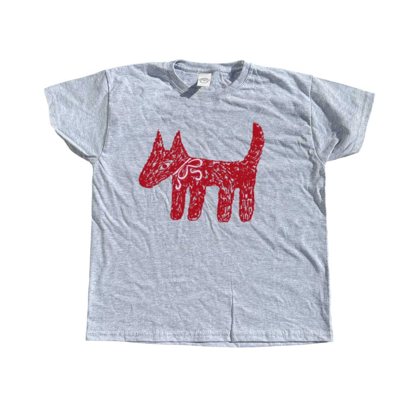 Scruffy bow dog grey tee