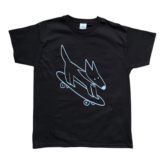 Skater dog light blue print Tee
