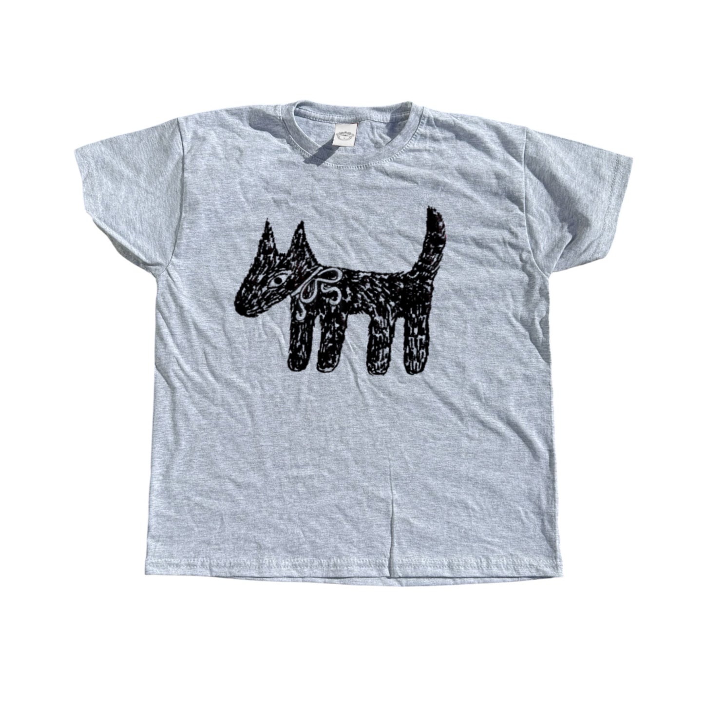 Scruffy bow dog grey tee