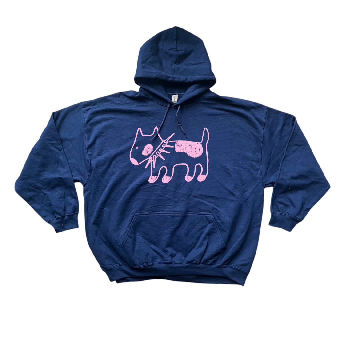 Spiky collar dog navy hoodie