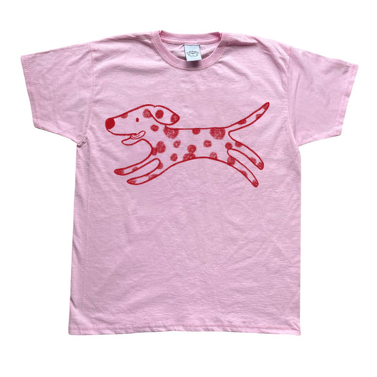 Polka dot dalmatian red on pink Tee