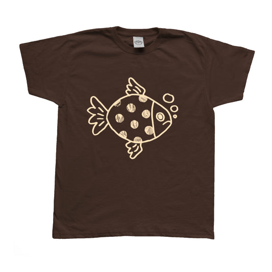 Polka dot fishy beige on brown Tee