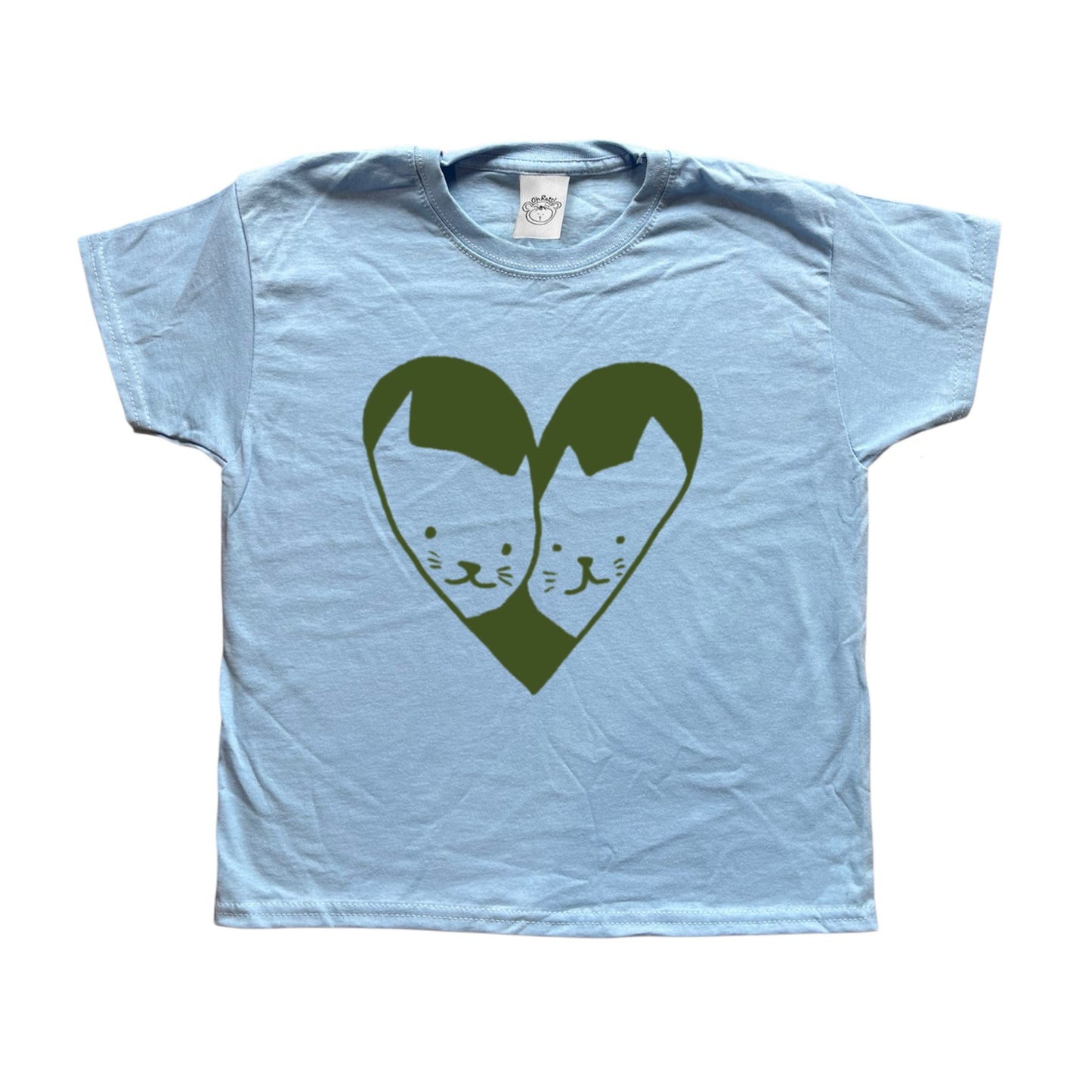 2 cats in love baby blue tee