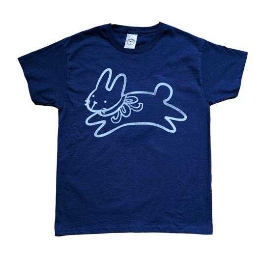 Bow bunny light blue on navy Tee