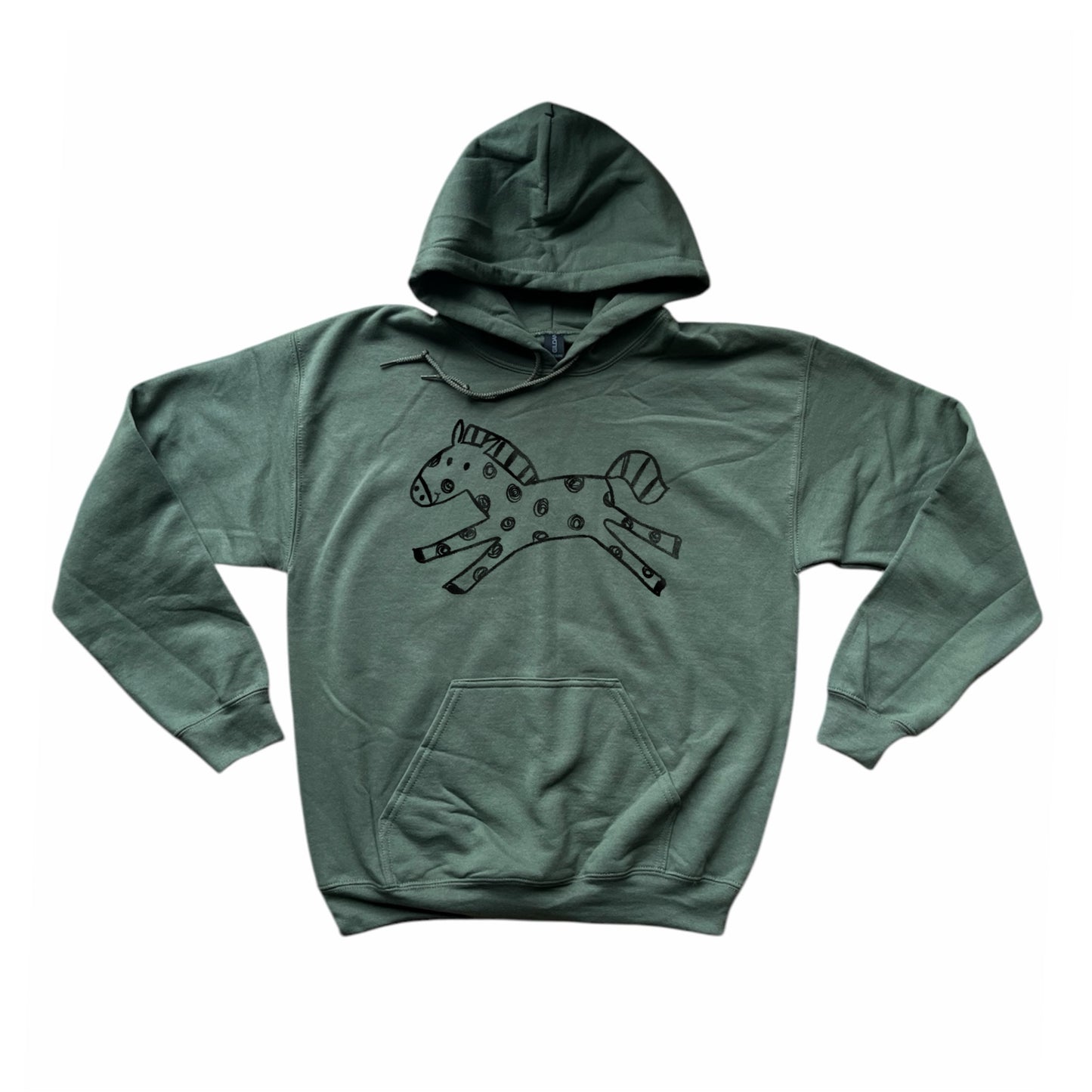 Polka dot horse khaki hoodie
