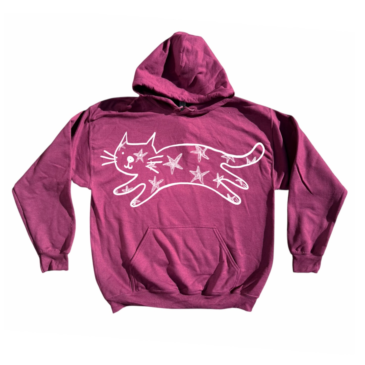 Mega Star Cat burgundy hoodie