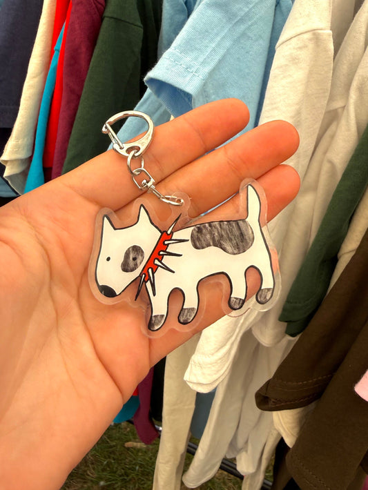Spiky collar dog keyring