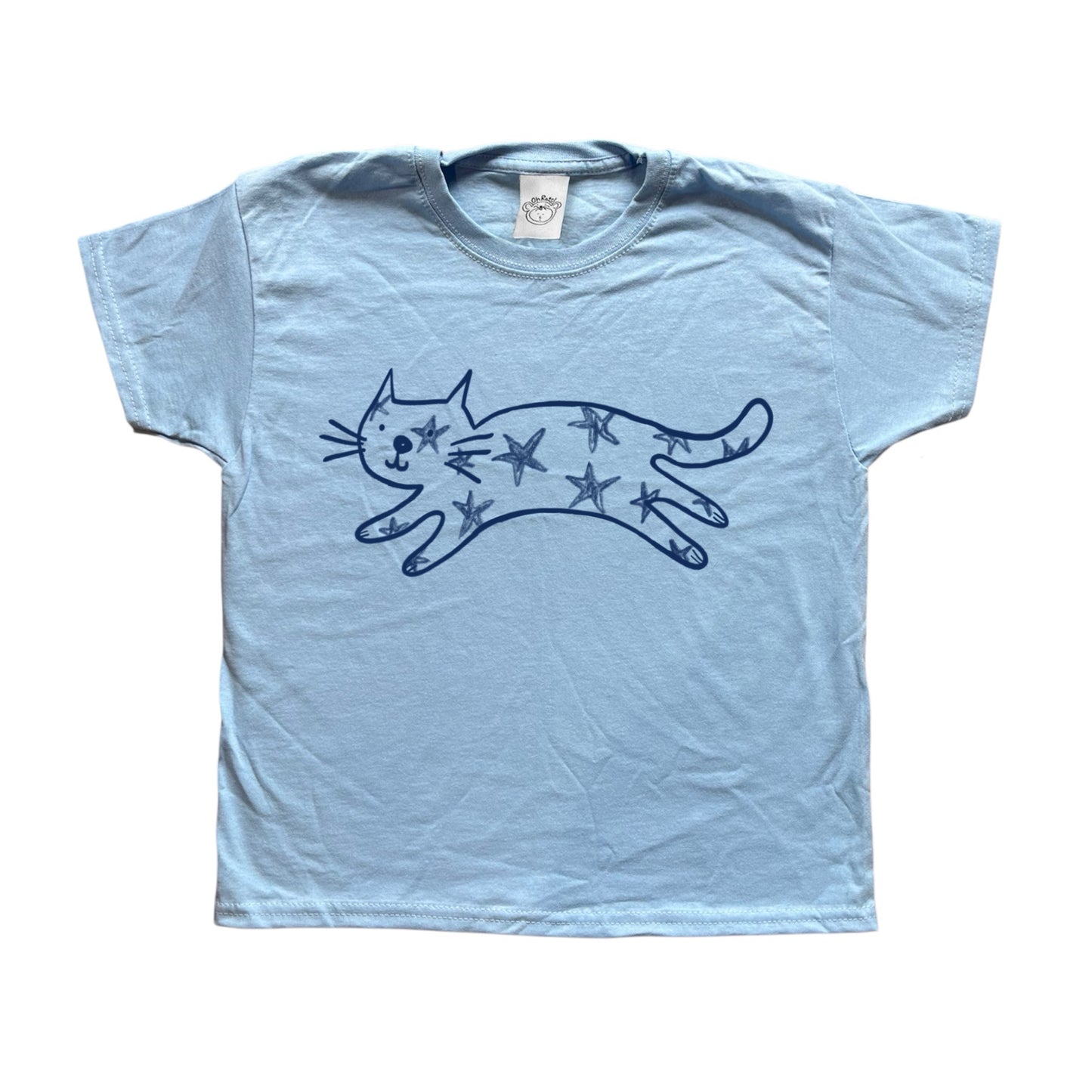 Starry cat baby blue tee