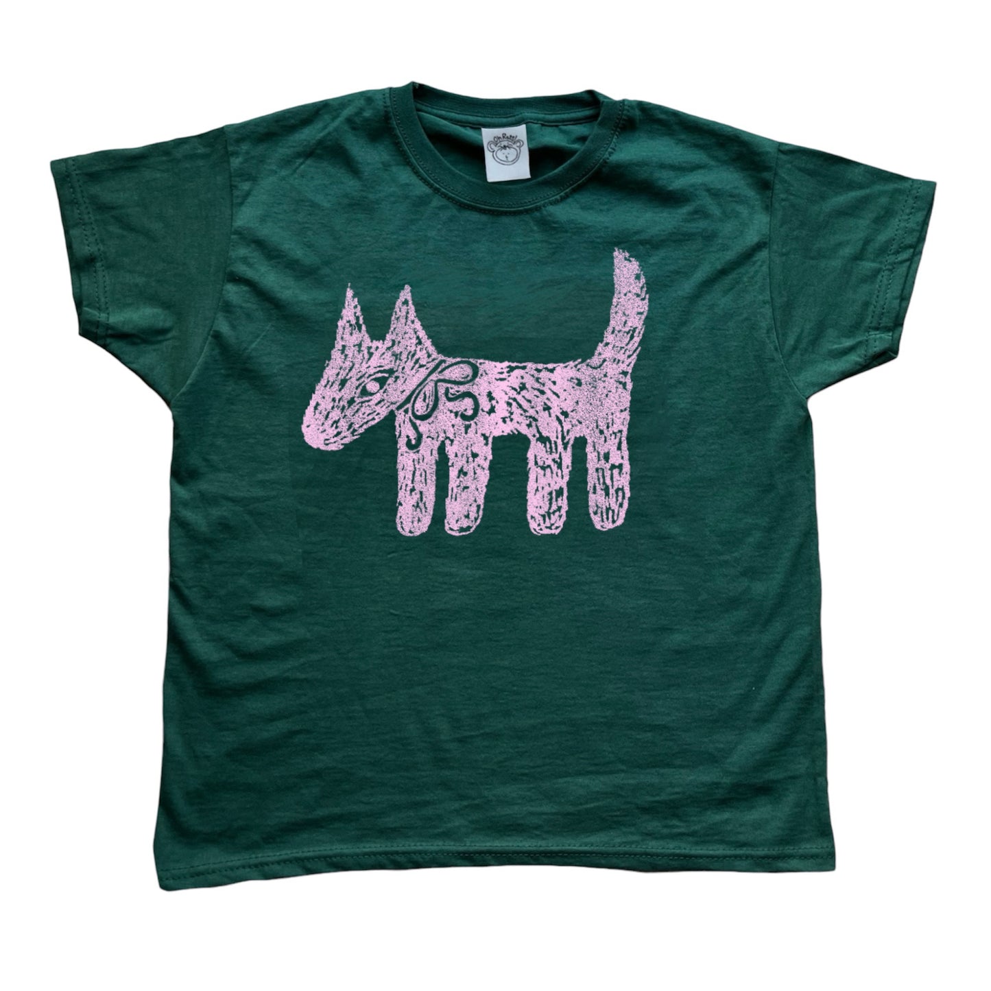 Scruffy bow dog forest green Tee