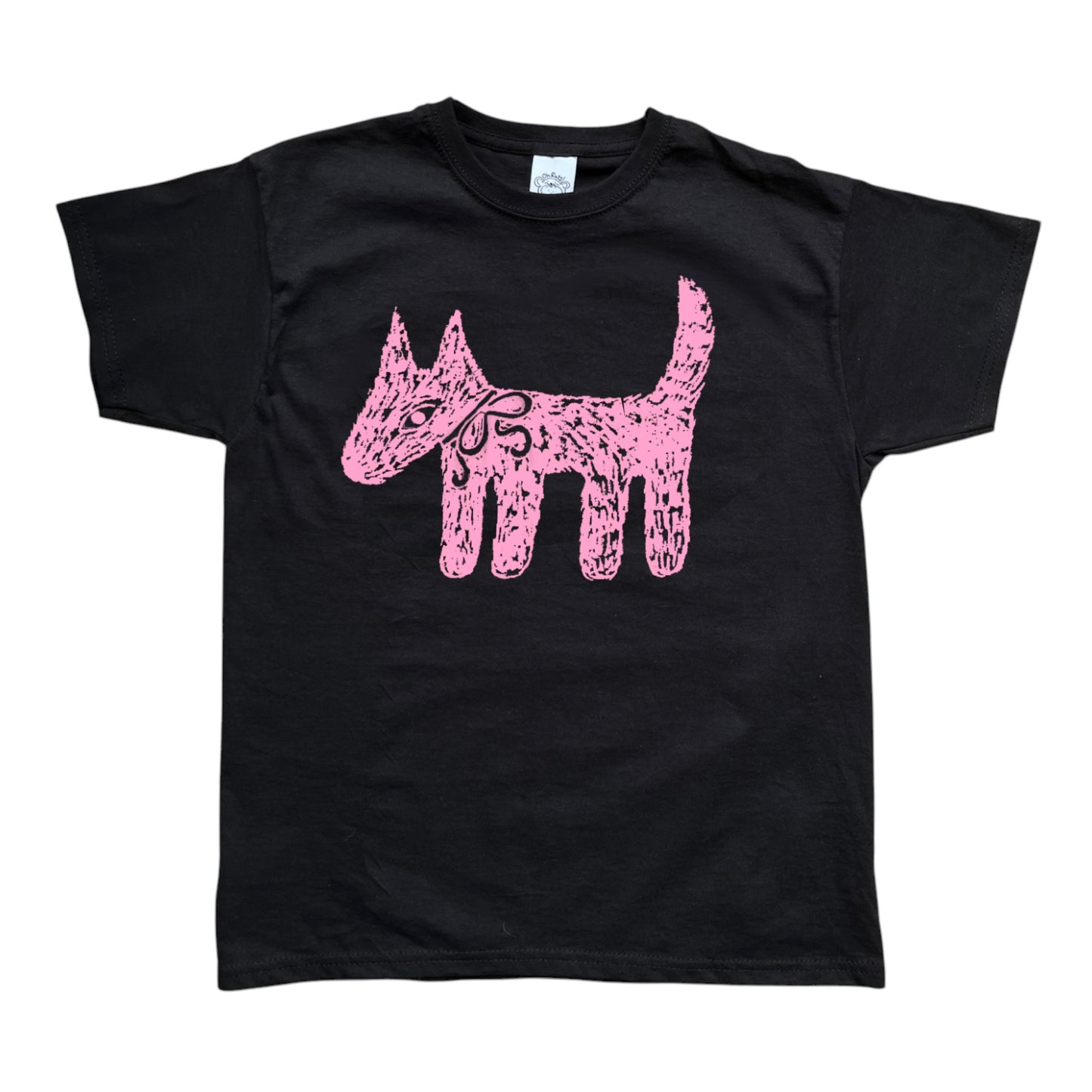 Scruffy bow dog black tee