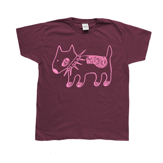 Spiky collar dog pink on burgundy Baby Tee