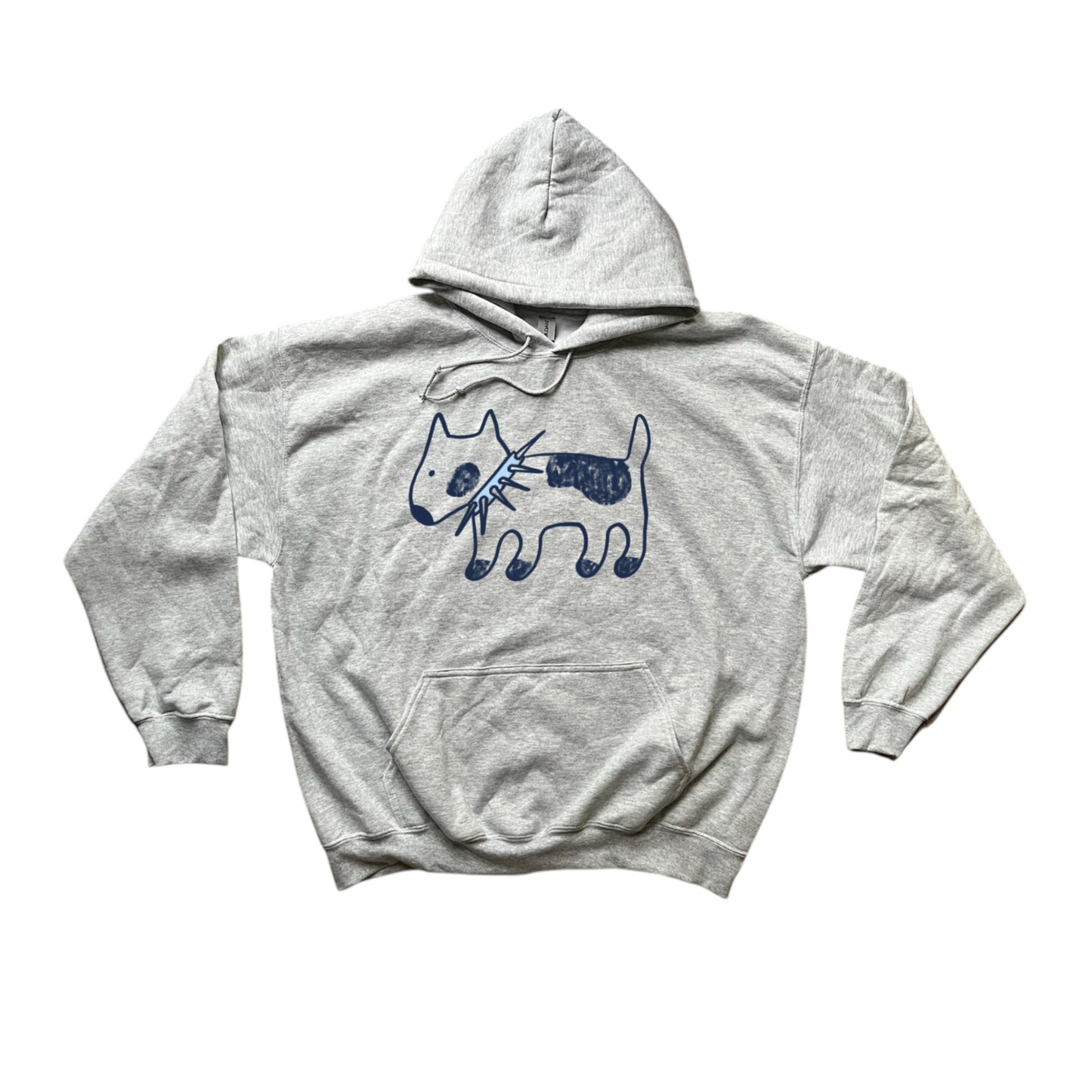 Spiky collar dog grey hoodie
