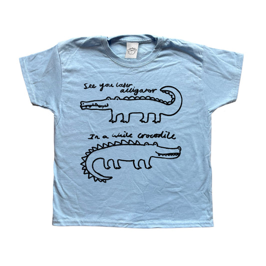 See you later alligator baby blue tee