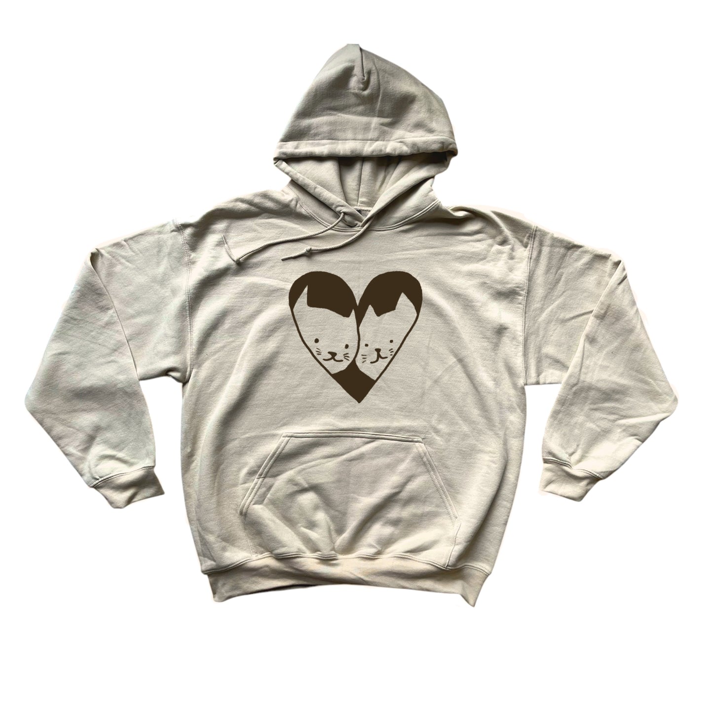 2 cats in love beige hoodie