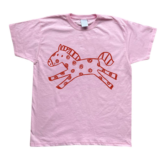 Polka dot horse pink tee