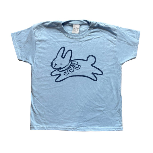Bow bunny navy on light blue tee