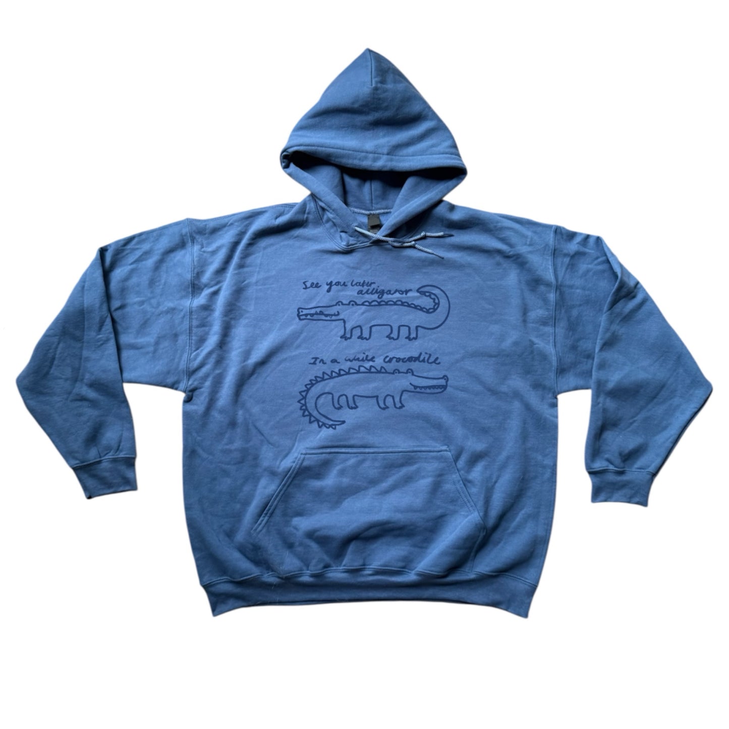 See you later alligator, in a while crocodile indigo blue hoodie