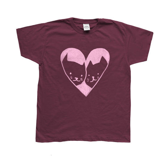 2 cats in love navy tee
