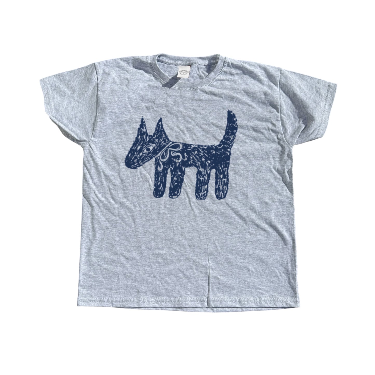 Scruffy bow dog grey tee